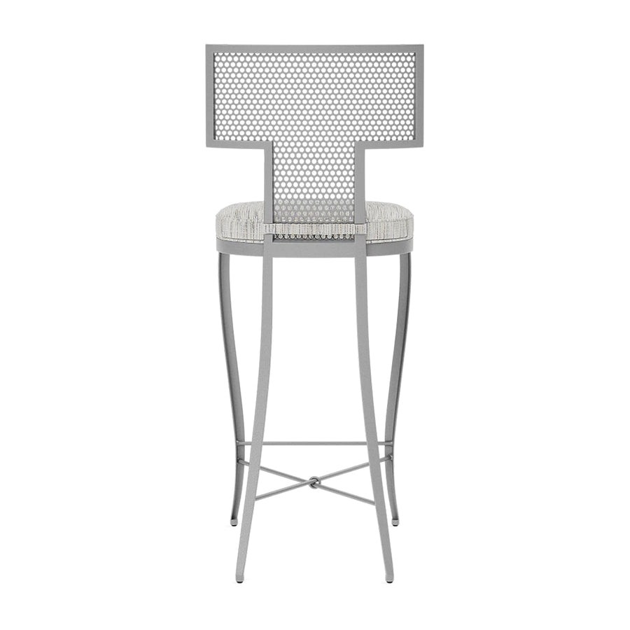 Made Goods Hadley Metal Outdoor Bar Stool in Danube Fabric