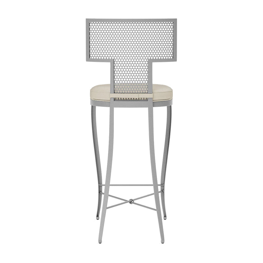 Made Goods Hadley Metal Outdoor Bar Stool in Garonne Marine Leather