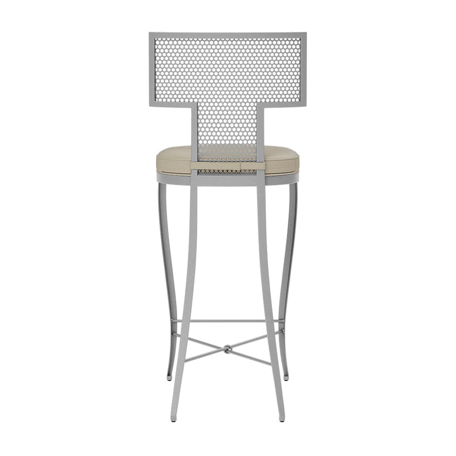 Made Goods Hadley Metal Outdoor Bar Stool in Garonne Marine Leather