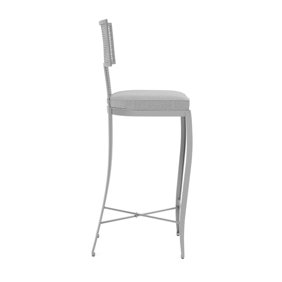 Made Goods Hadley Metal Outdoor Bar Stool in Pagua Fabric