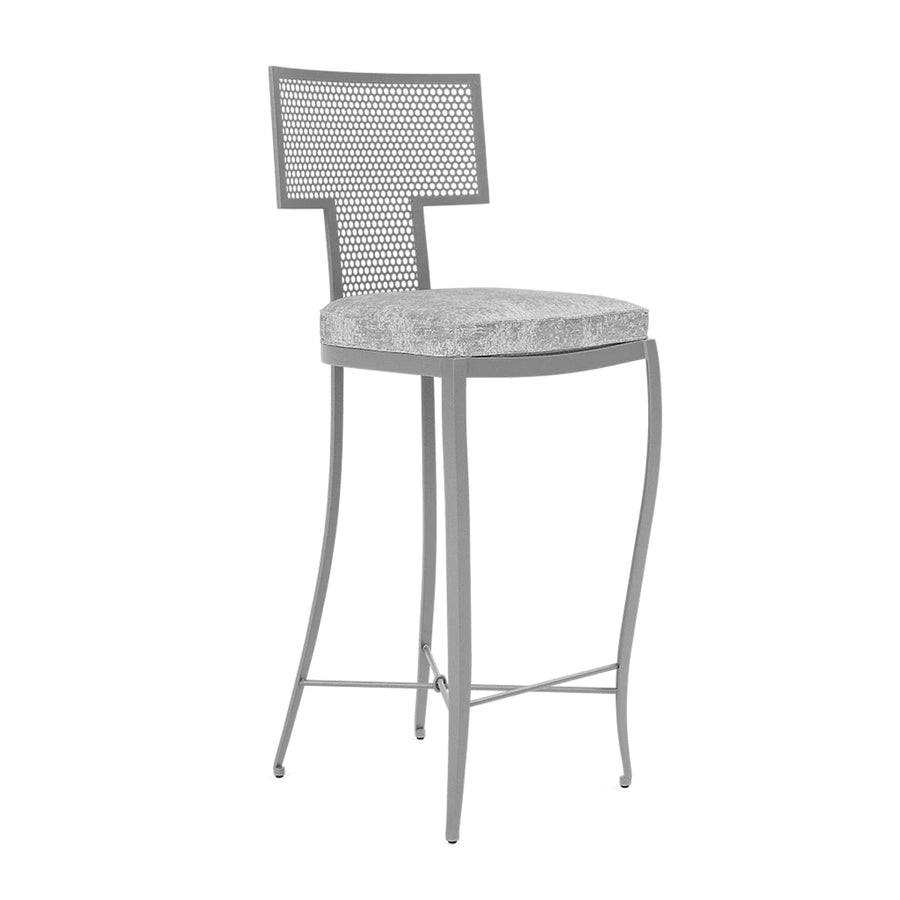 Made Goods Hadley Metal Outdoor Bar Stool in Volta Fabric