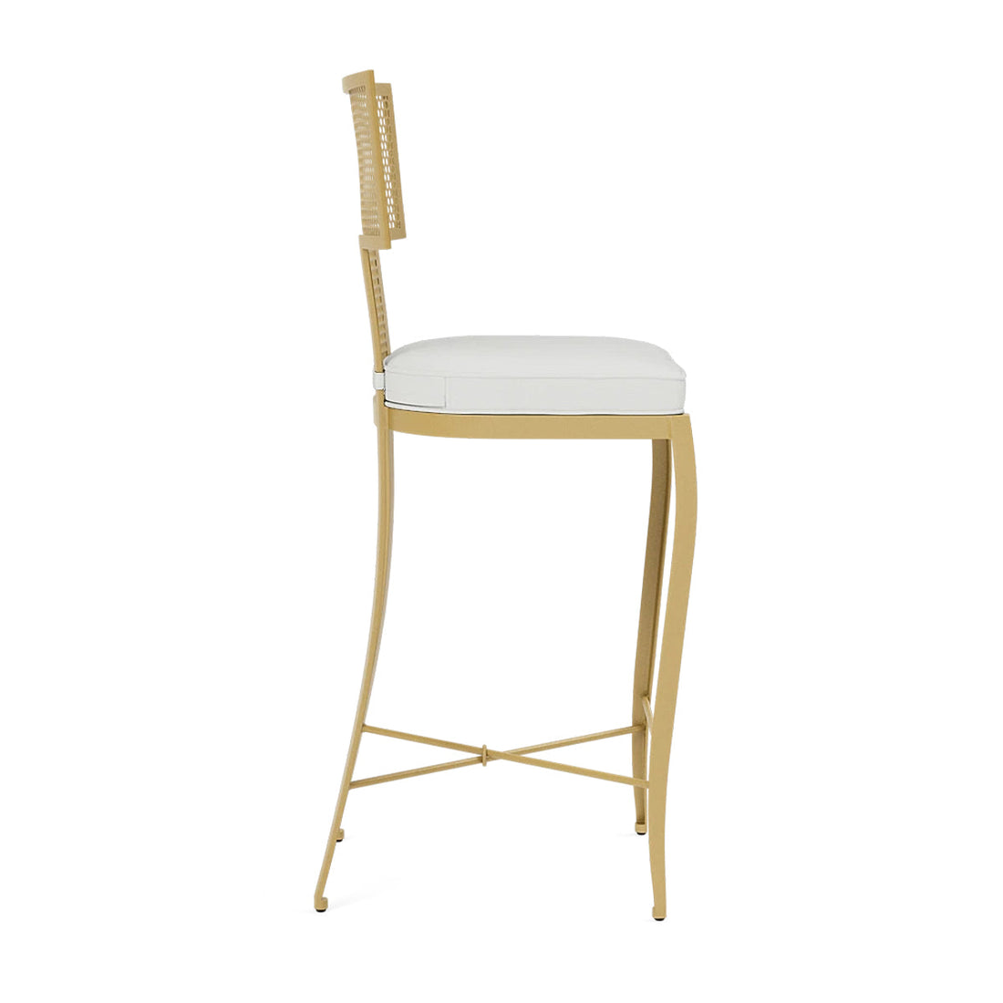 Made Goods Hadley Metal Outdoor Counter Stool in Garonne Marine Leather