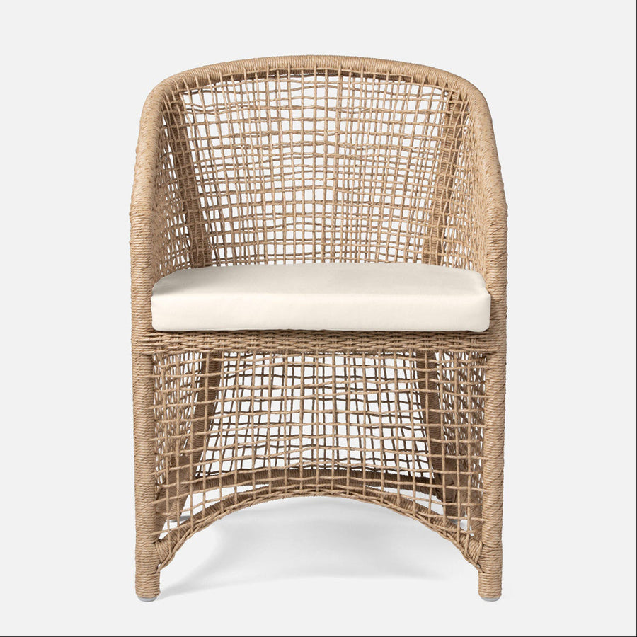 Made Goods Helena Open-Weave Barrel Outdoor Dining Chair in Danube