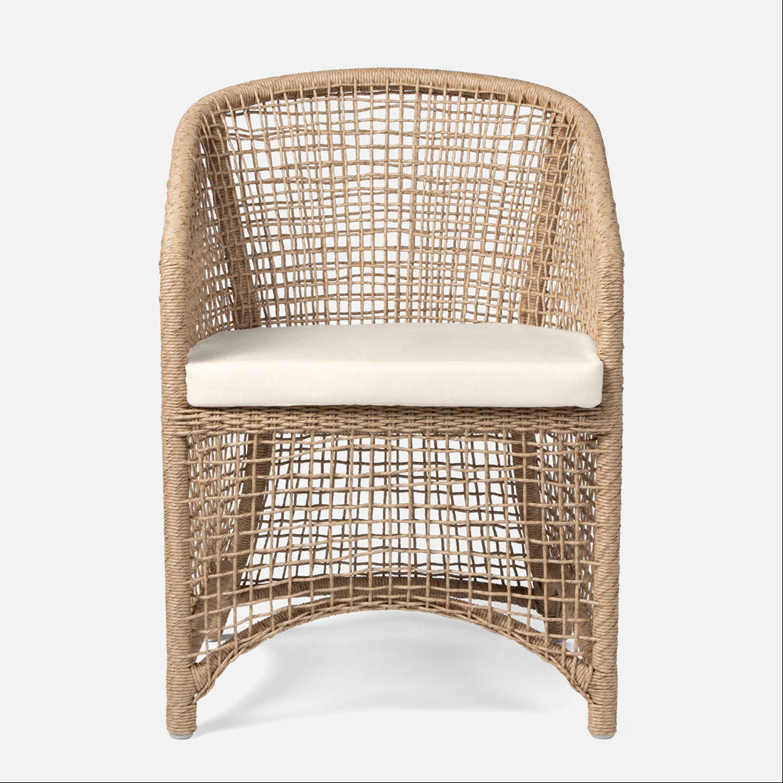 Made Goods Helena Open-Weave Barrel Outdoor Dining Chair in Havel