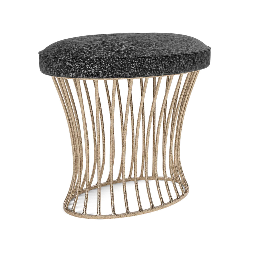 Made Goods Roderic Oval Stool in Bassac Shagreen Leather