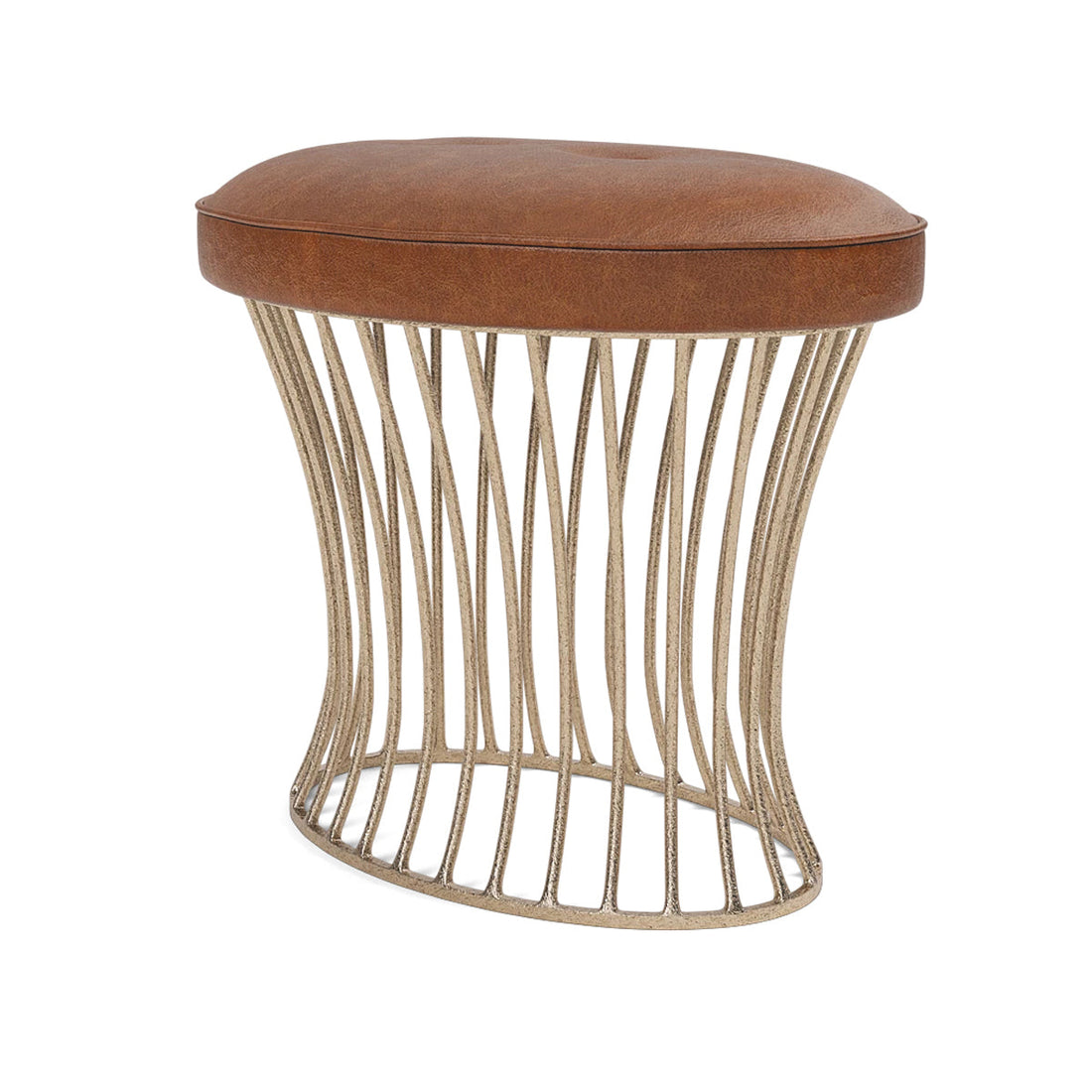 Made Goods Roderic Oval Stool in Colorado Leather