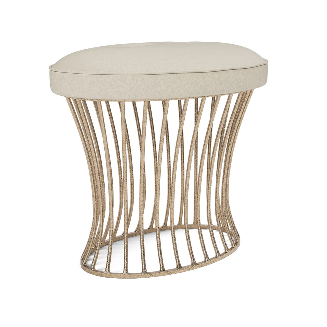 Made Goods Roderic Oval Stool in Garonne Marine Leather