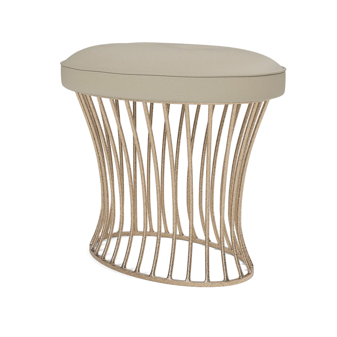 Made Goods Roderic Oval Stool in Garonne Marine Leather