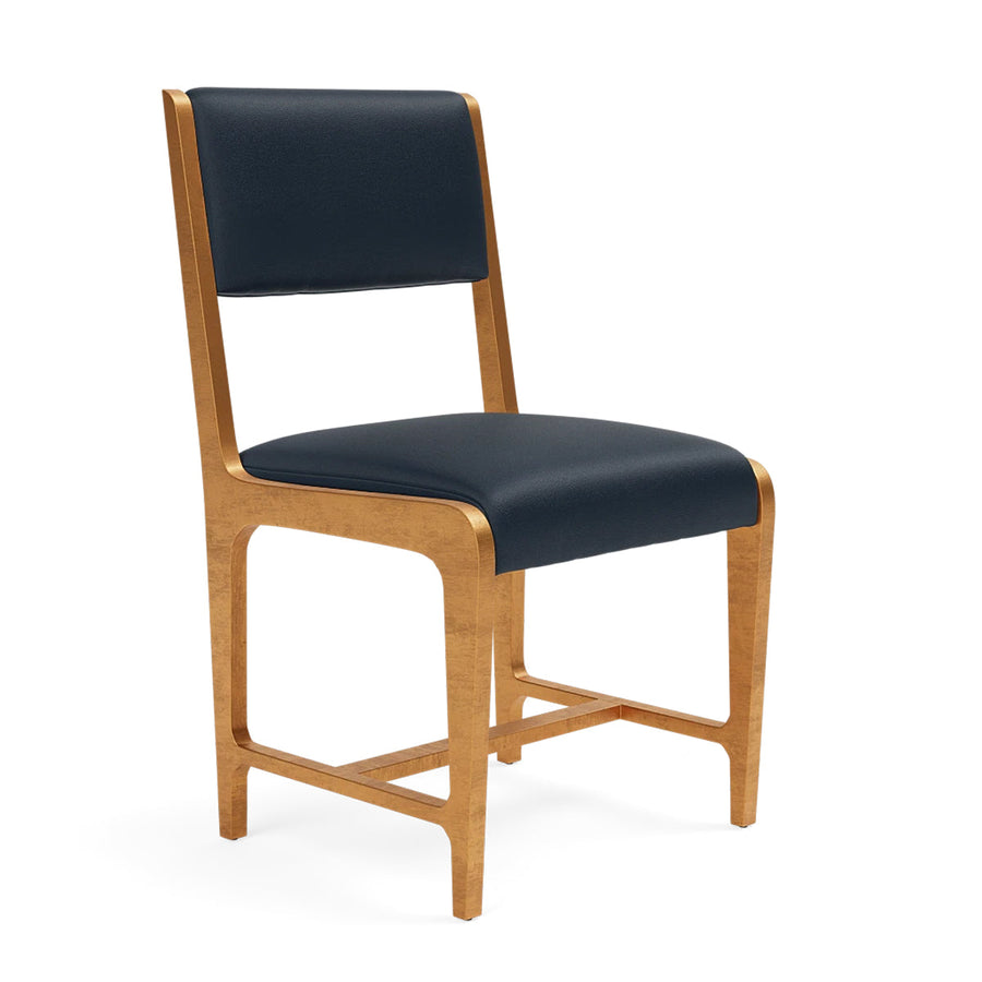 Made Goods Vallois Contemporary Metal Side Chair, Rhone Leather