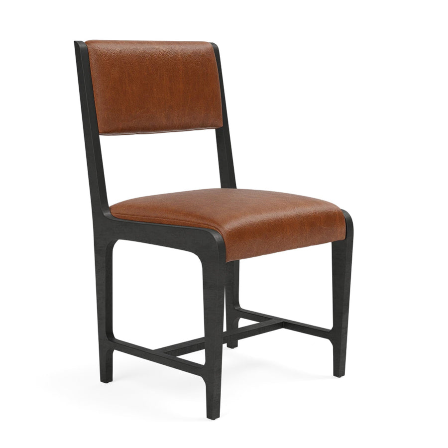 Made Goods Vallois Contemporary Metal Side Chair, Colorado Leather