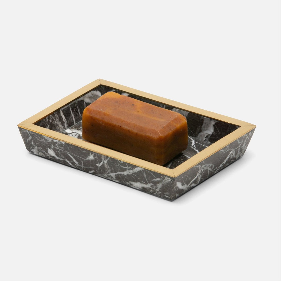 Pigeon and Poodle Rhodes Rectangular Nero Brass Soap Dish, Tapered