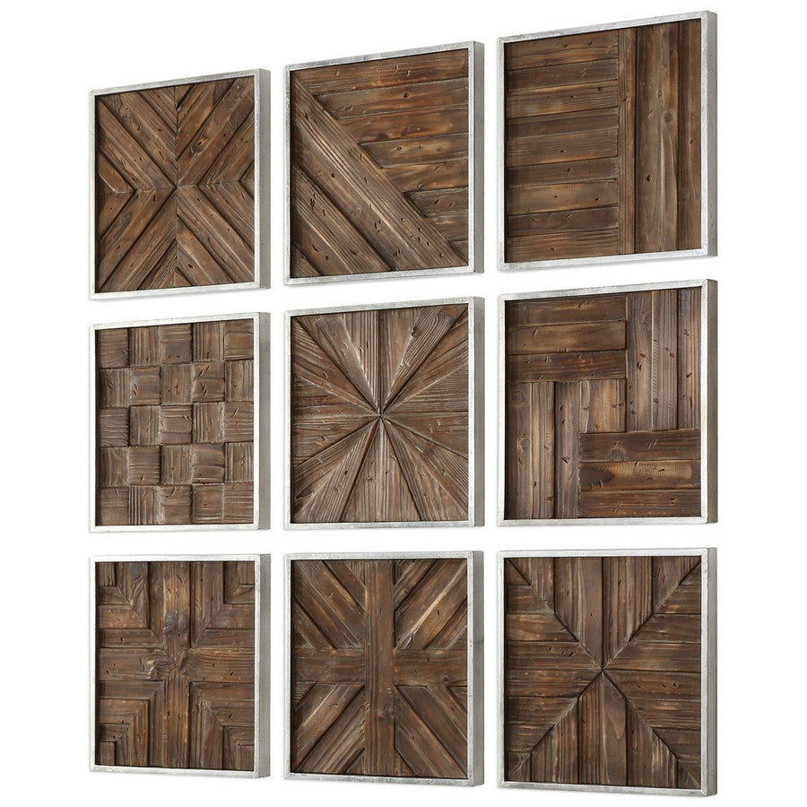 Uttermost Bryndle Rustic Wooden Squares, 9-Piece Set