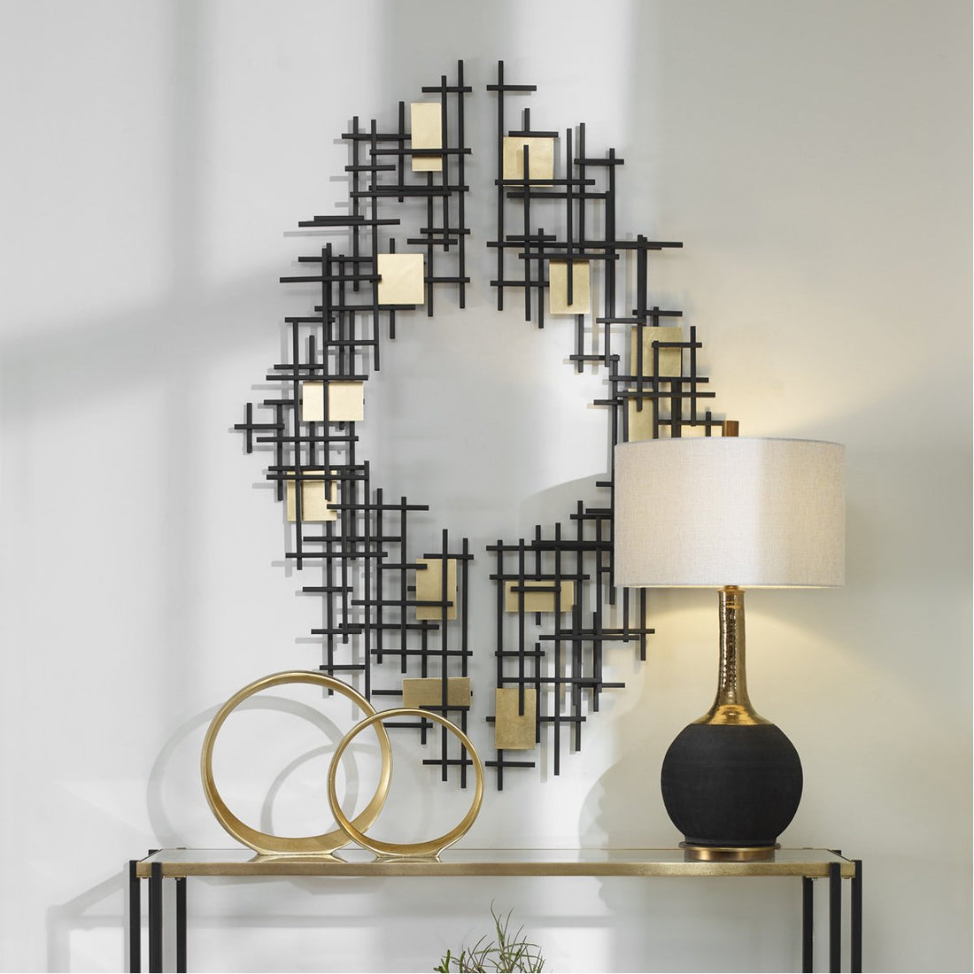 Uttermost Reflection Metal Grid Wall Decor, 2-Piece Set