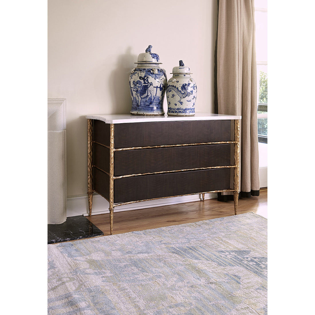 Ambella Home Chiseled Chest - Walnut / Gold