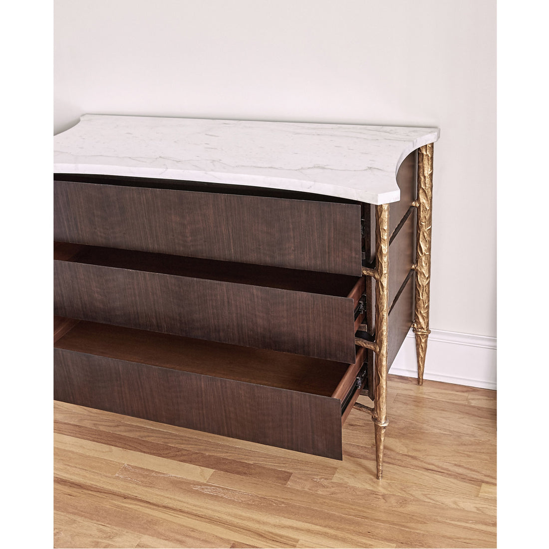 Ambella Home Chiseled Chest - Walnut / Gold