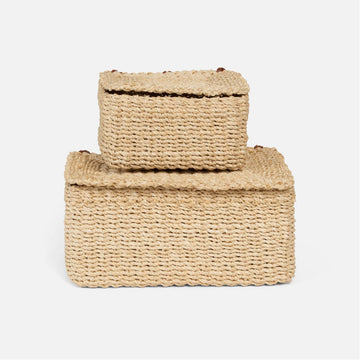 Pigeon and Poodle Linares Natural Abaca Fiber Boxes, 2-Piece Set