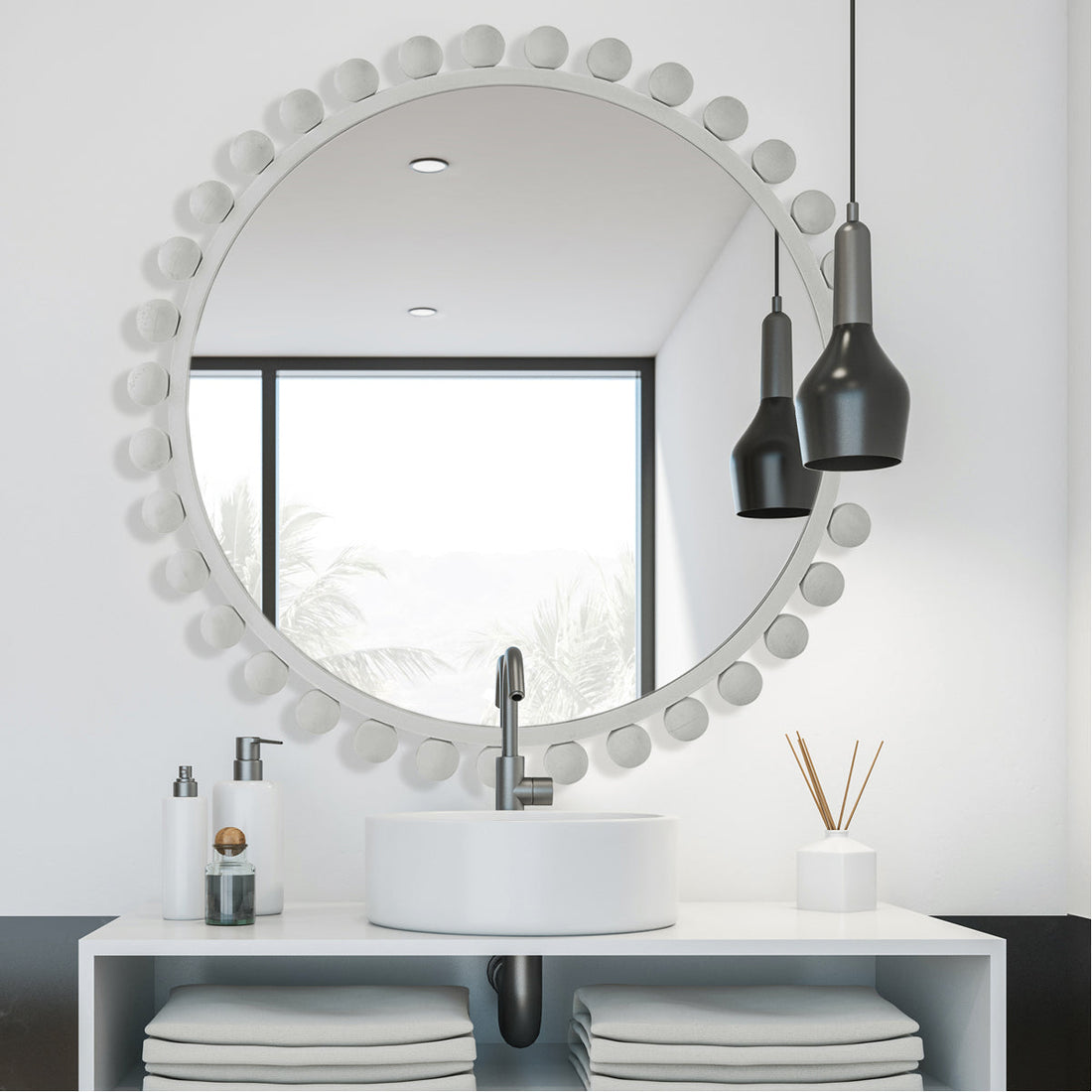 Uttermost Cyra White Round Mirror