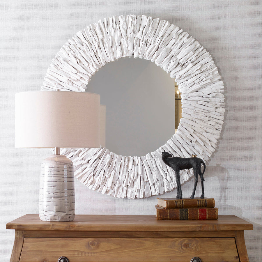 Uttermost Teak Branch Round Mirror