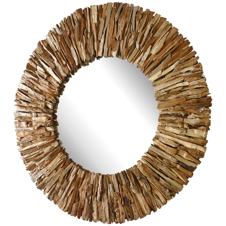 Uttermost Teak Branch Round Mirror