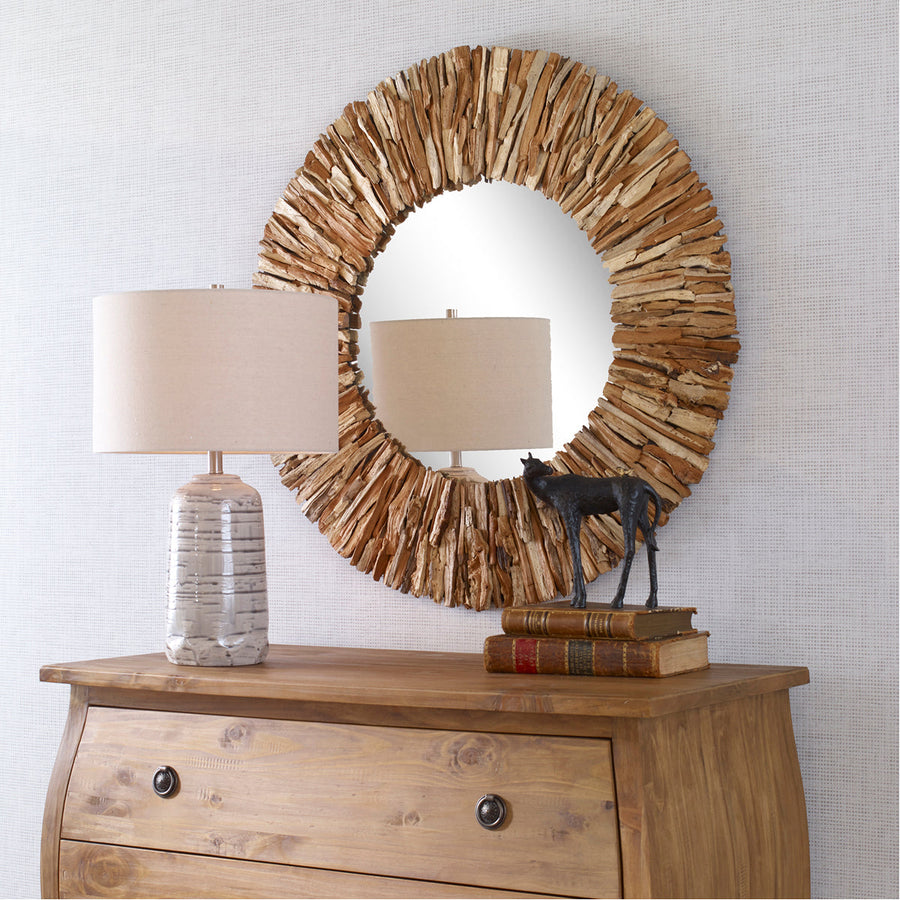 Uttermost Teak Branch Round Mirror