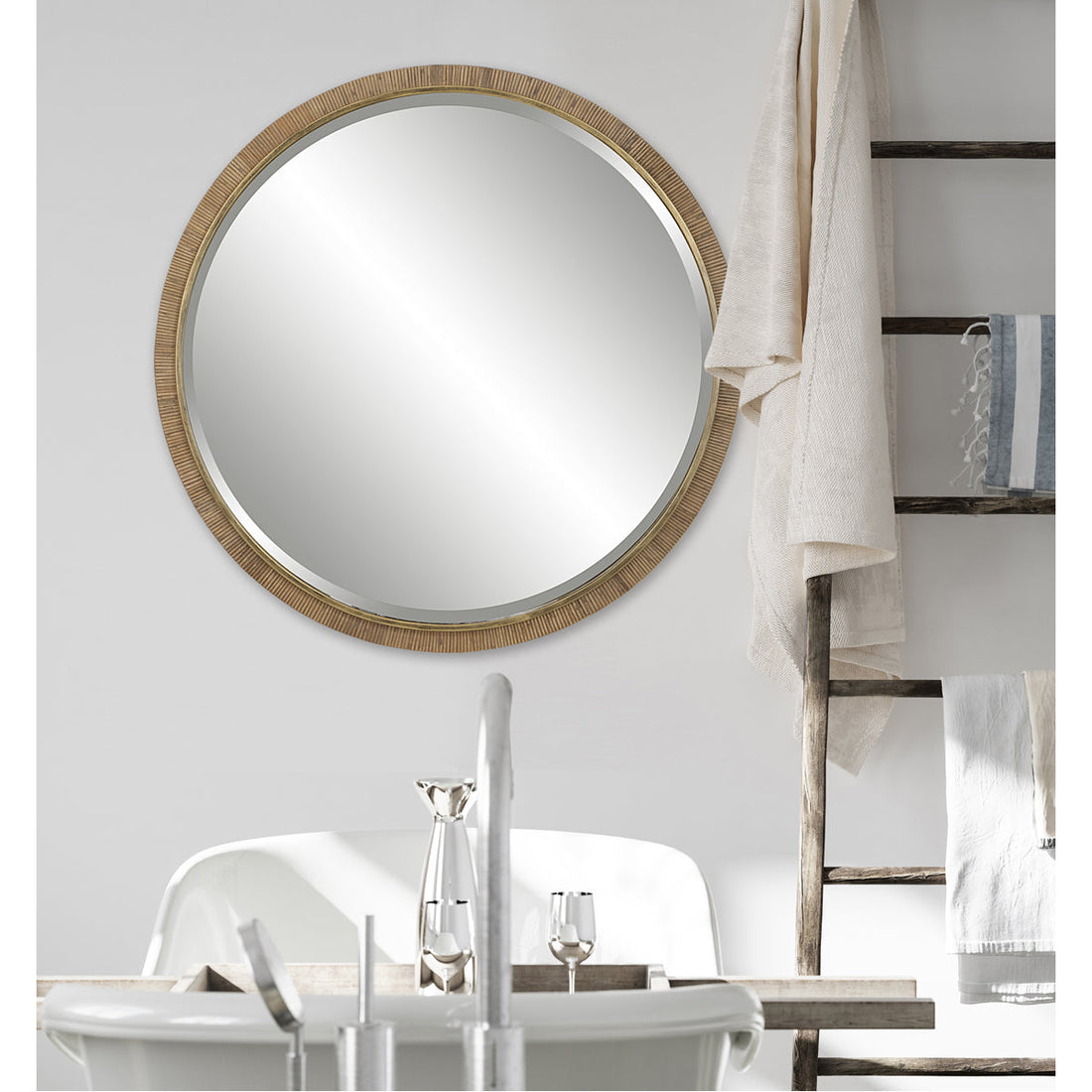 Uttermost Paradise Round Rattan Mirror