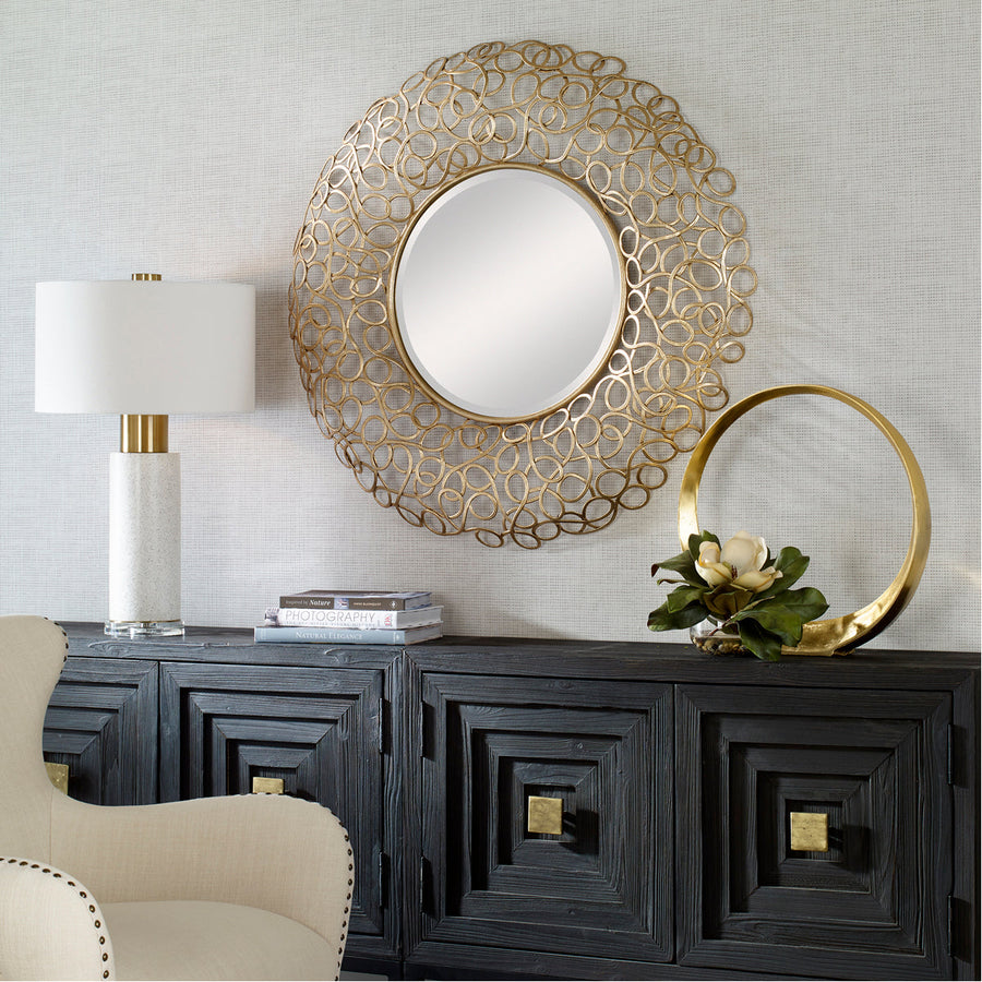 Uttermost Swirl Round Gold Mirror