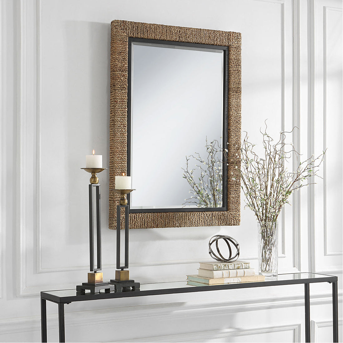 Uttermost Island Braided Straw Mirror