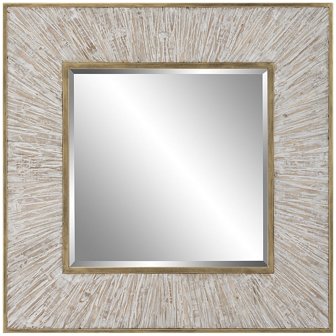 Uttermost Wharton Whitewashed Square Mirror