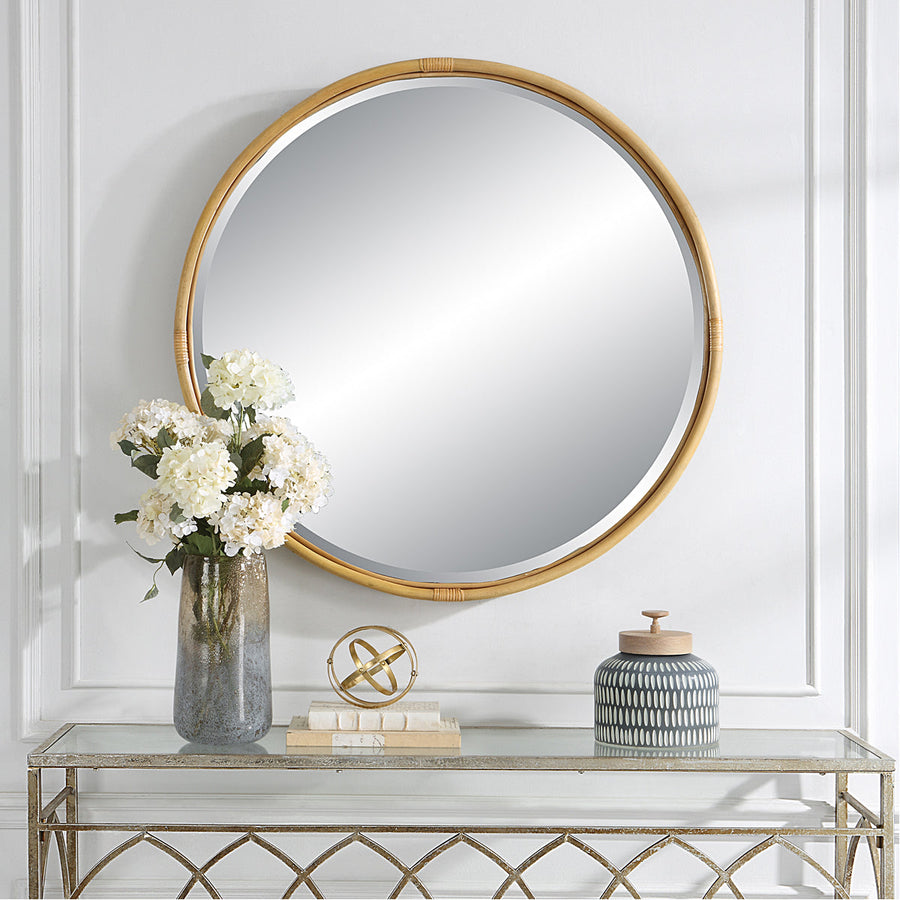 Uttermost Drift Away Rattan Round Mirror