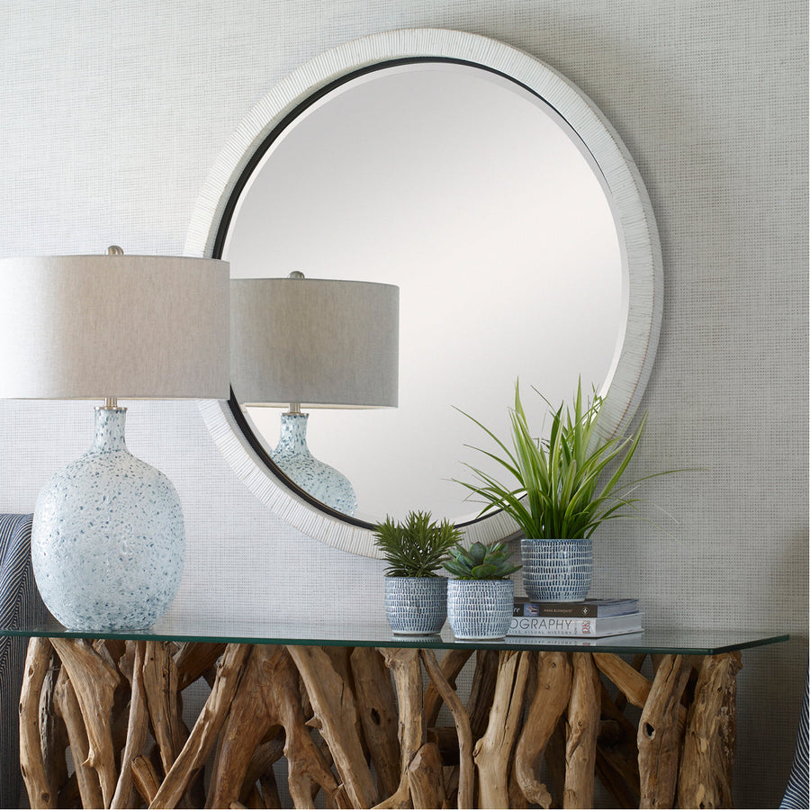 Uttermost Granada Whitewash Round Mirror