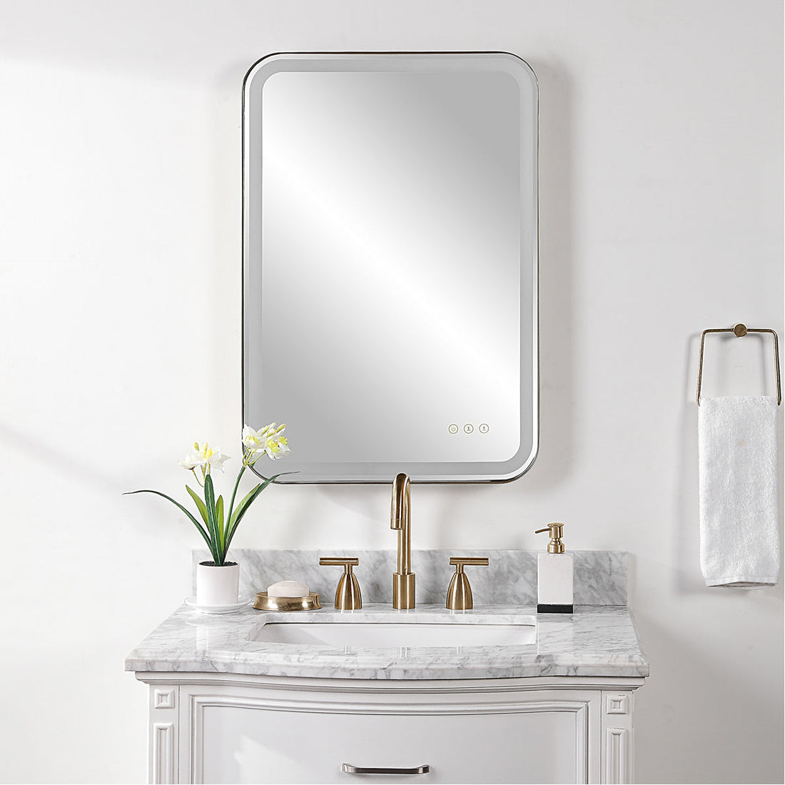 Uttermost Crofton Lighted Black Vanity Mirror