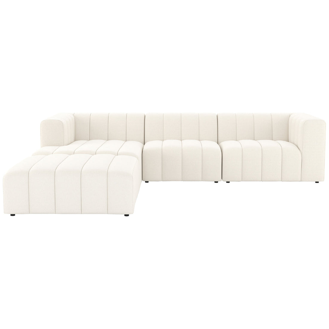 Four Hands Grayson Langham Channeled 3-Piece Cloud Sectional with Ottoman