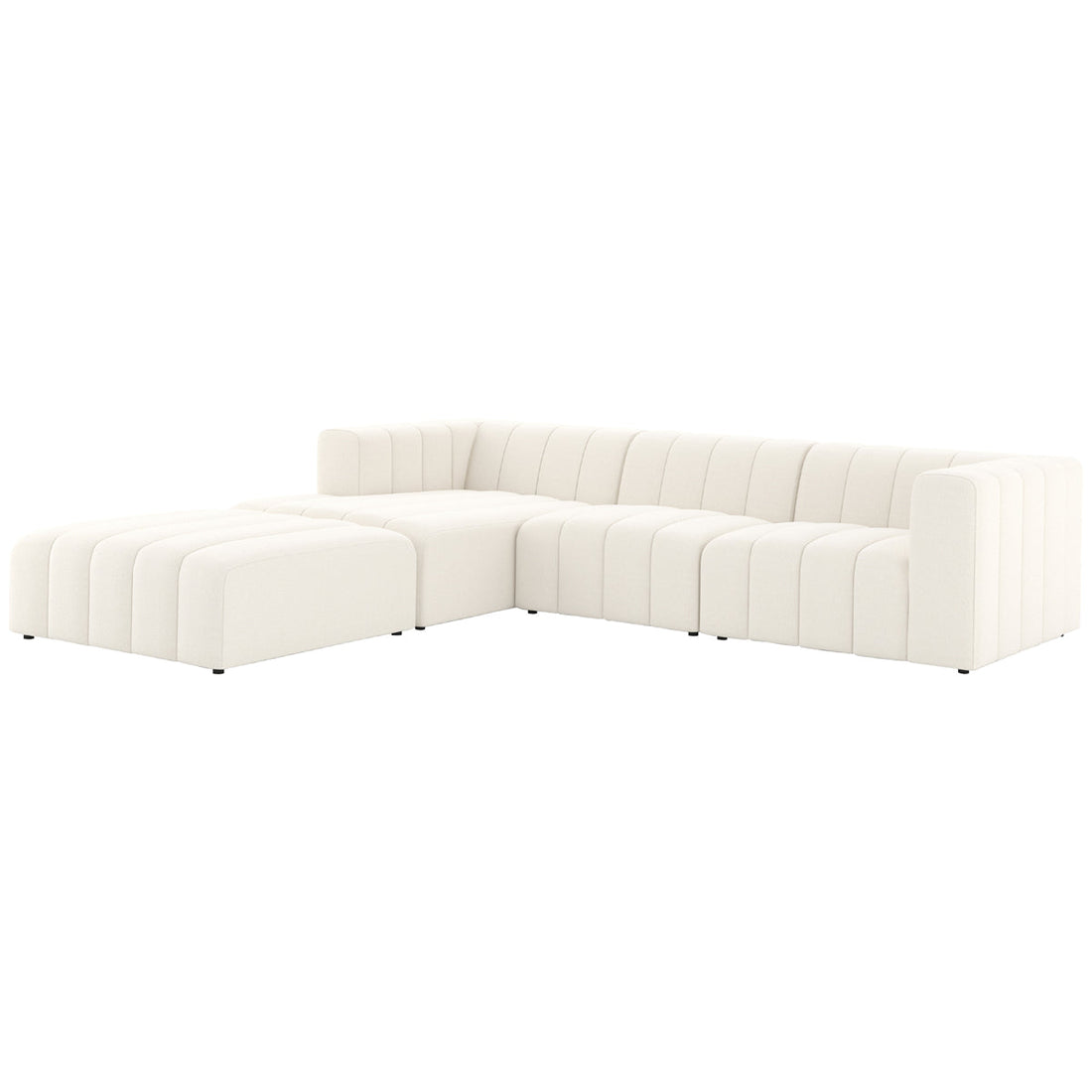 Four Hands Grayson Langham Channeled 3-Piece Cloud Sectional with Ottoman