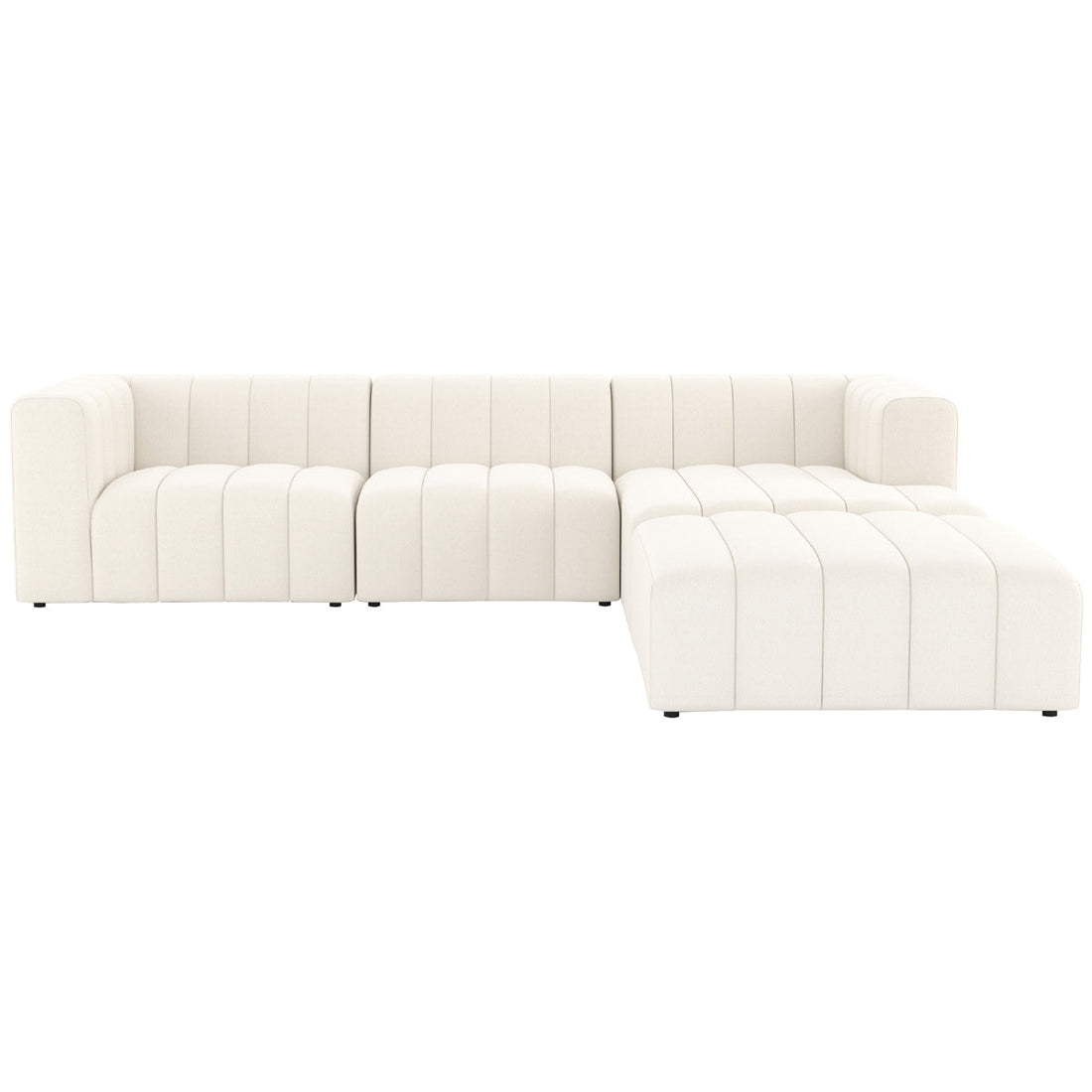 Four Hands Grayson Langham Channeled 3-Piece Cloud Sectional with Ottoman