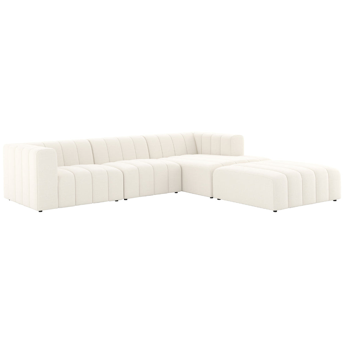 Four Hands Grayson Langham Channeled 3-Piece Cloud Sectional with Ottoman