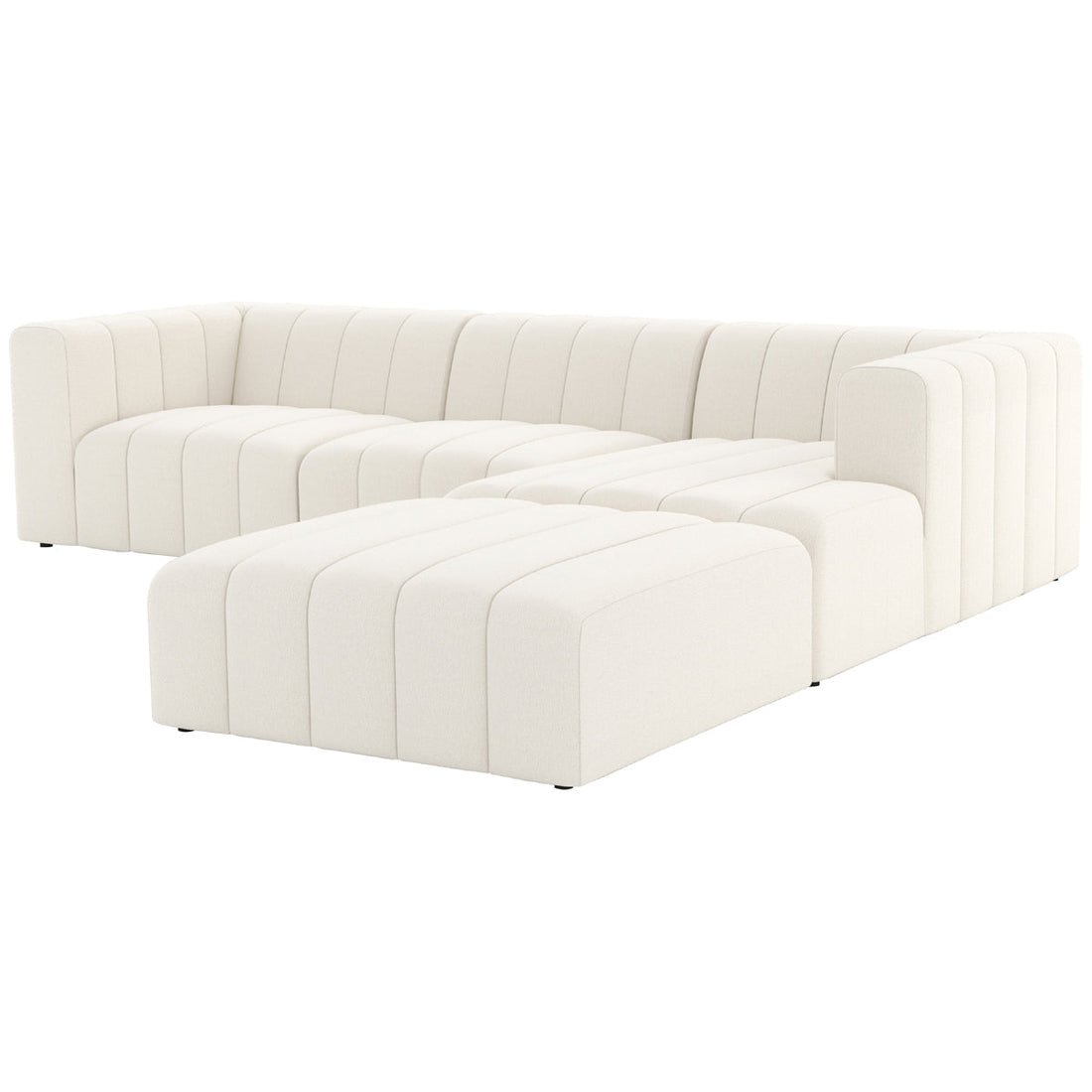 Four Hands Grayson Langham Channeled 3-Piece Cloud Sectional with Ottoman