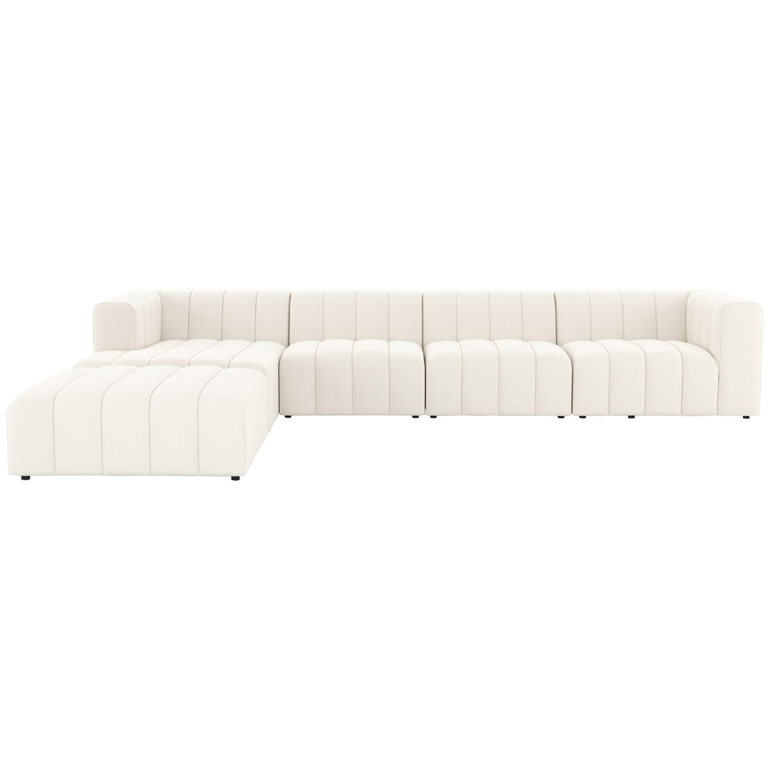 Four Hands Grayson Langham Channeled 4-Piece Cloud Sectional with Ottoman