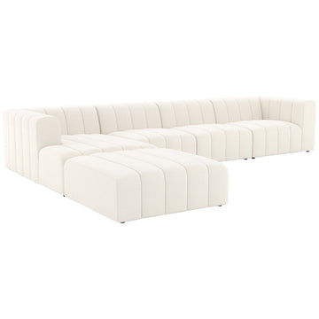 Four Hands Grayson Langham Channeled 4-Piece Cloud Sectional with Ottoman