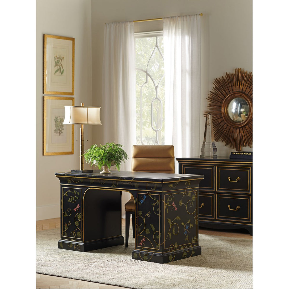 Sligh Studio Designs Enchantment Hand-Painted Double Pedestal Desk