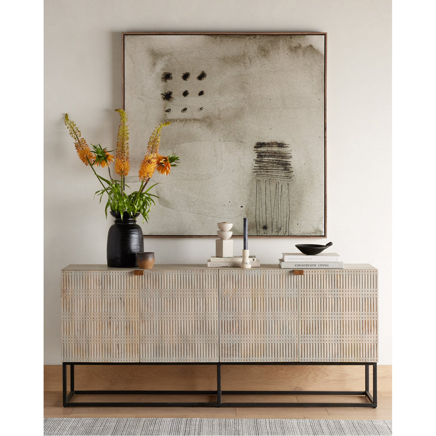 Four Hands Aiden Kelby Sideboard - Light Wash Carved Mango