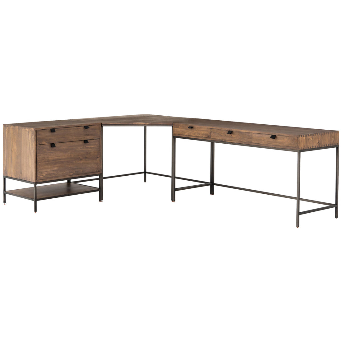 Four Hands Fulton Trey Desk System with Filing Cabinet