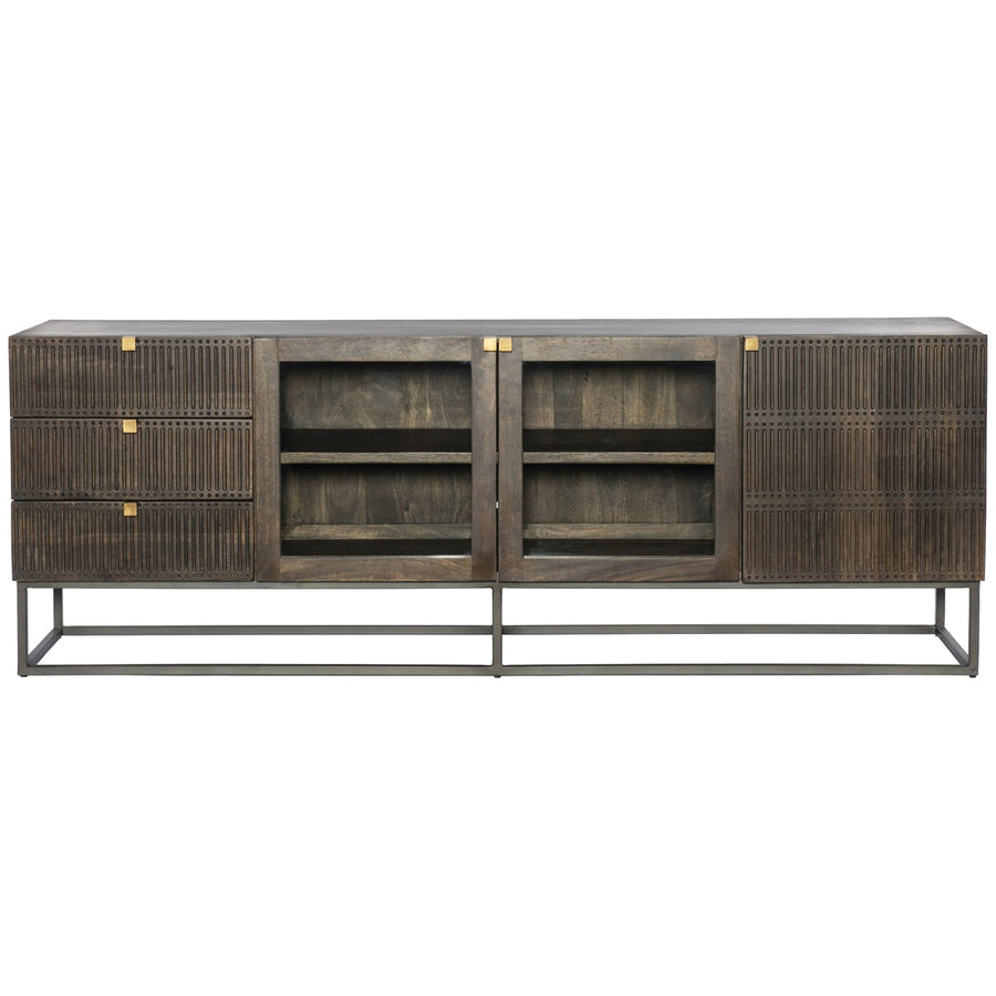 Four Hands Aiden Kelby Media Console - Carved Vintage Brown