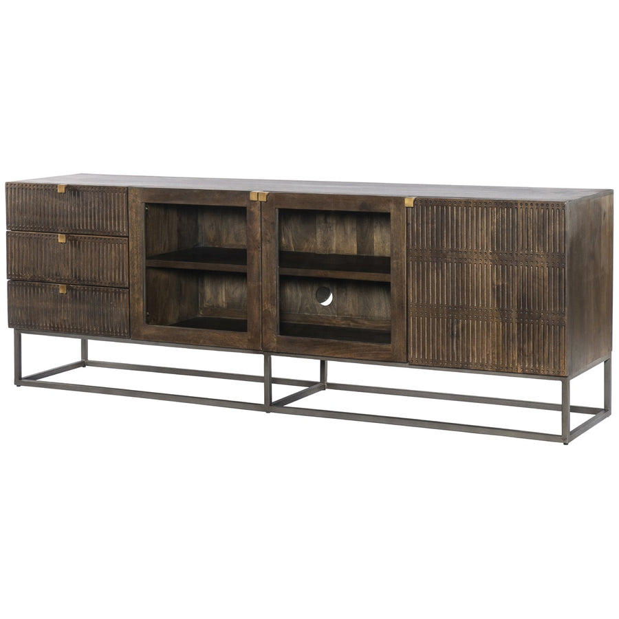 Four Hands Aiden Kelby Media Console - Carved Vintage Brown