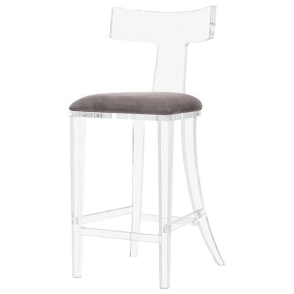 Interlude Home Tristan Klismos Bar Stool - Grey Velvet