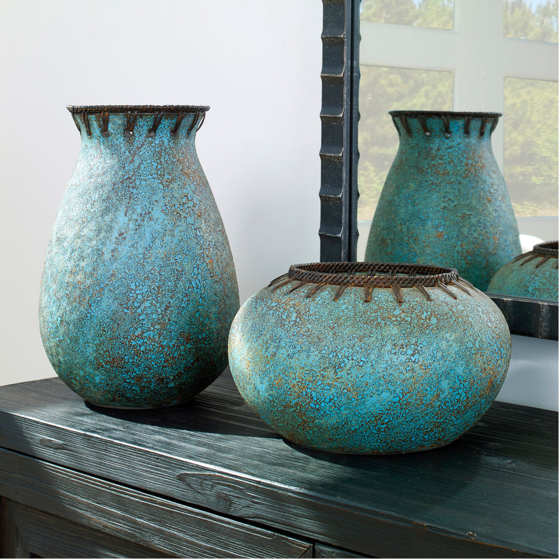 Uttermost Bisbee Turquoise Vases, 2-Piece Set