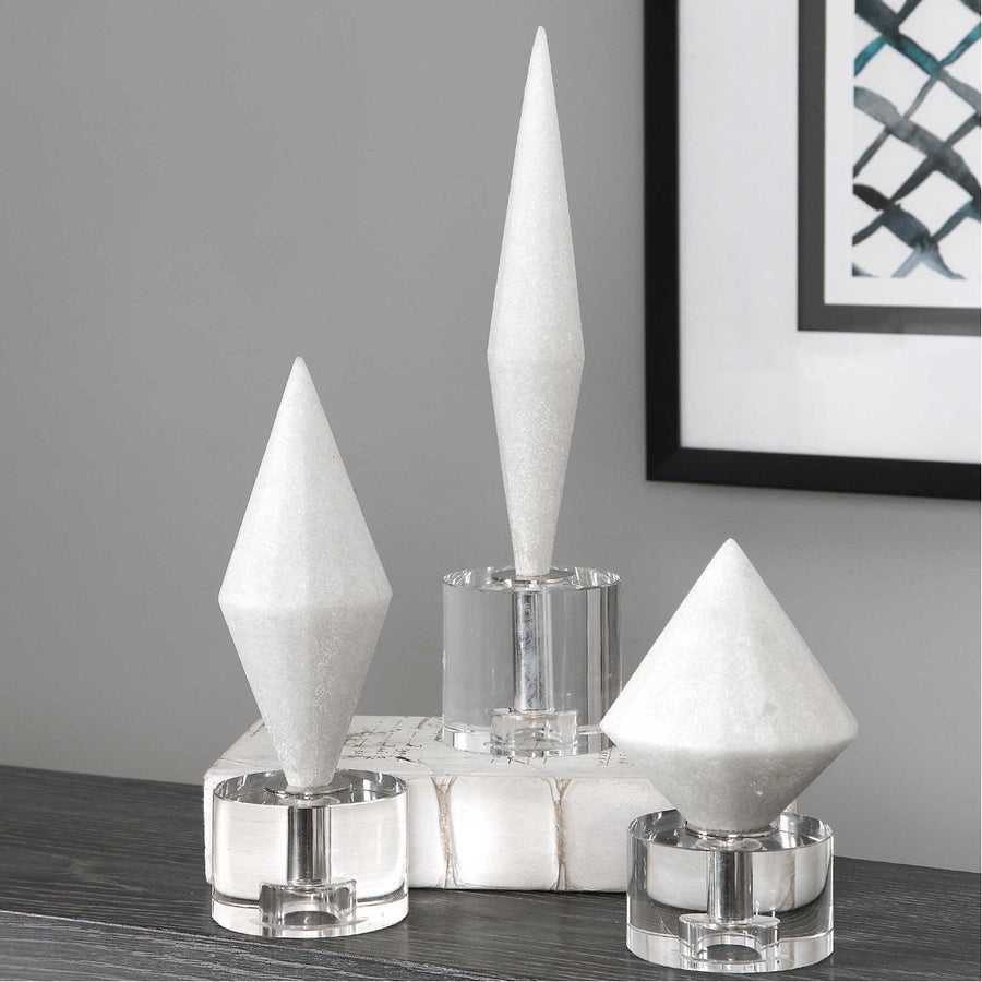 Uttermost Alize White Stone Sculptures, 3-Piece Set