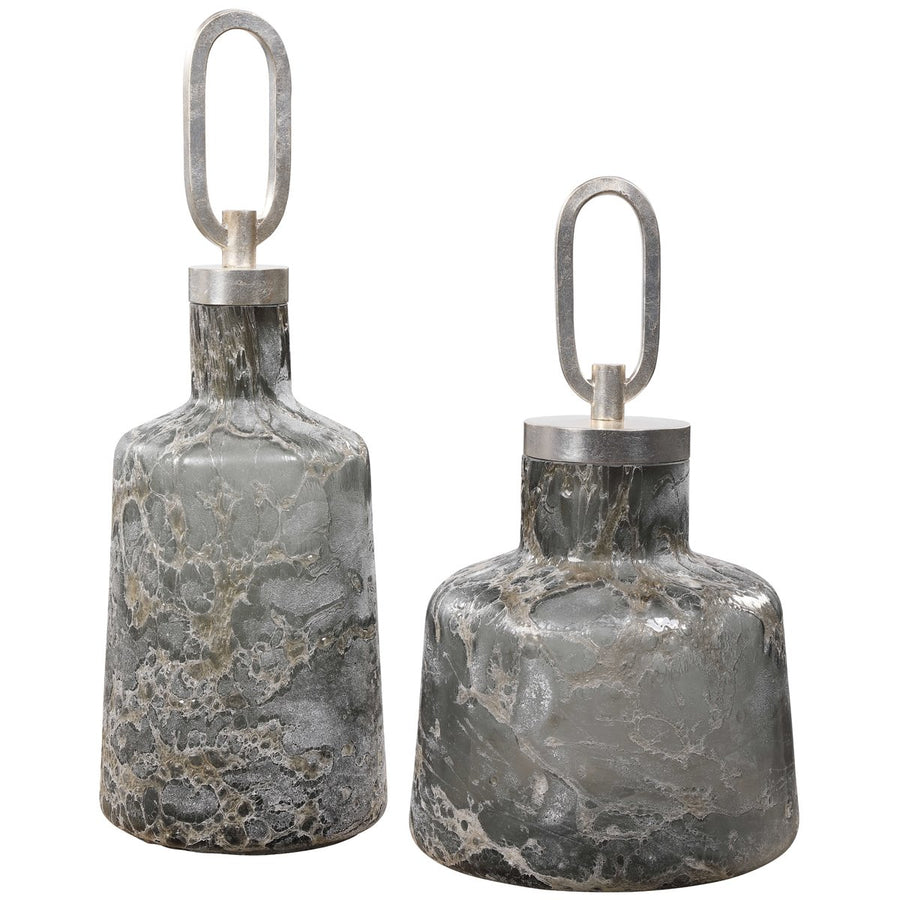 Uttermost Storm Art Glass Bottles, 2-Piece Set