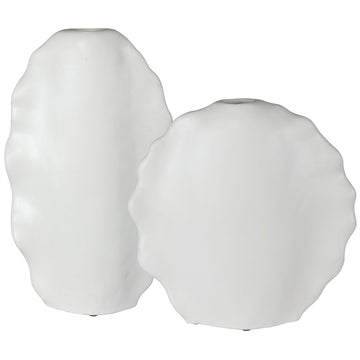 Uttermost Ruffled Feathers Modern White Vases, 2-Piece Set