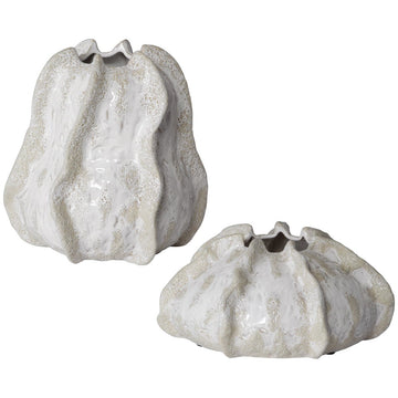 Uttermost Urchin Textured Ivory Vases, 2-Piece Set