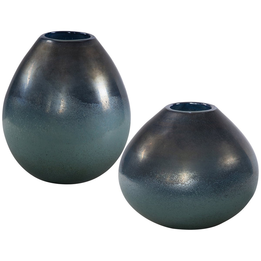 Uttermost Rian Aqua Bronze Vases, 2-Piece Set